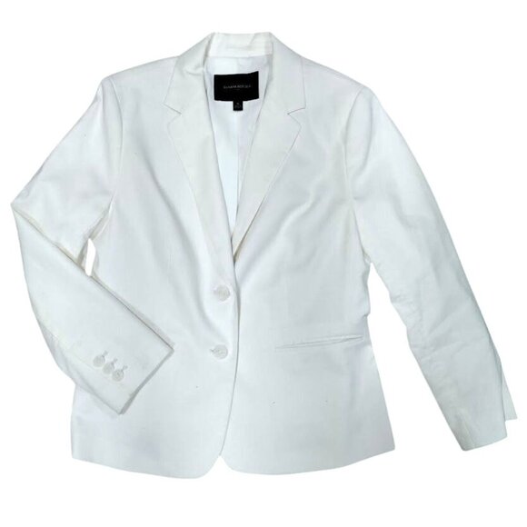 Banana Republic Ivory White Blazer Jacket Size 6 Two-Button Linen Classic - Picture 1 of 11